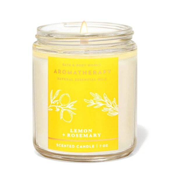 Bath & Body Works Aromatherapy Lemon + Rosemary 7oz. Single Wick Jar Candle - Picture 1 of 4